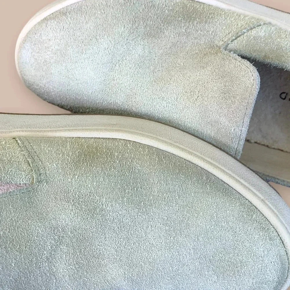 Lucky Brand Suede Leather Slip On Loafer Sneakers Women Size 8M Silver Cloud - Picture 9 of 16